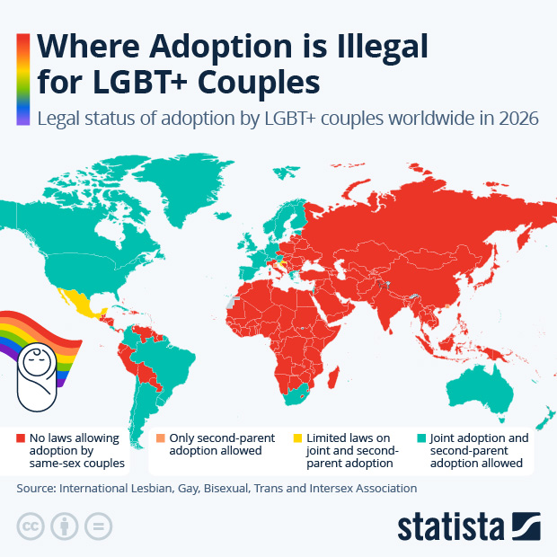 Where Adoption is Illegal for LGBT+ Couples - Infographic