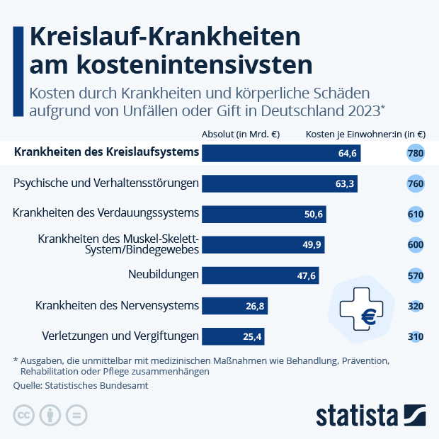 Welche Krankheiten sind am kostenintensivsten? - Infografik