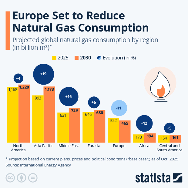 Europe Set to Reduce Natural Gas Consumption in Coming Years - Infographic