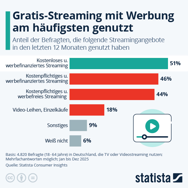 Welche Streaming-Abos werden am häufigsten genutzt? - Infografik