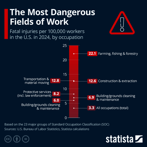 The Most Dangerous Fields of Work - Infographic