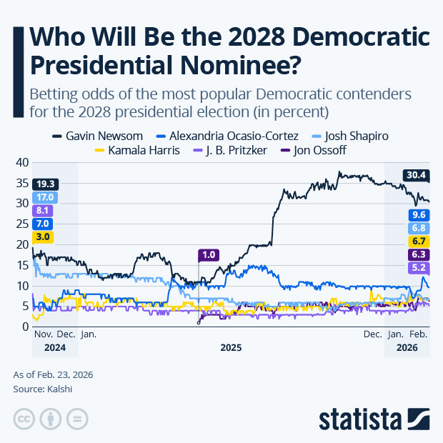 Who Will Be the 2028 Democratic Presidential Nominee? - Infographic