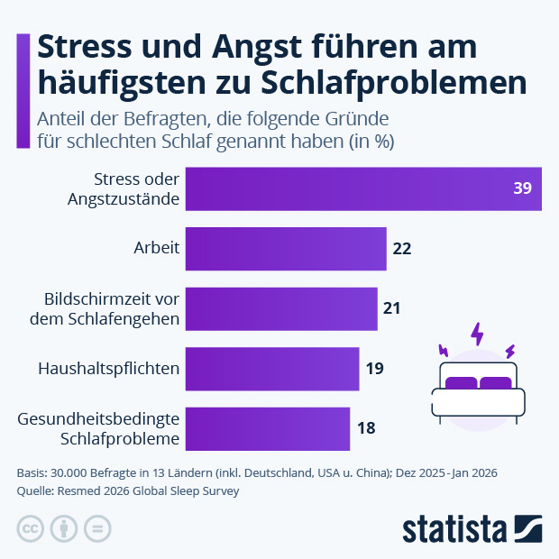 Was führt am häufigsten zu Schlafproblemen? - Infografik