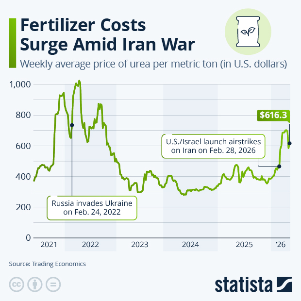 Fertilizer Costs Surge Amid Iran War - Infographic