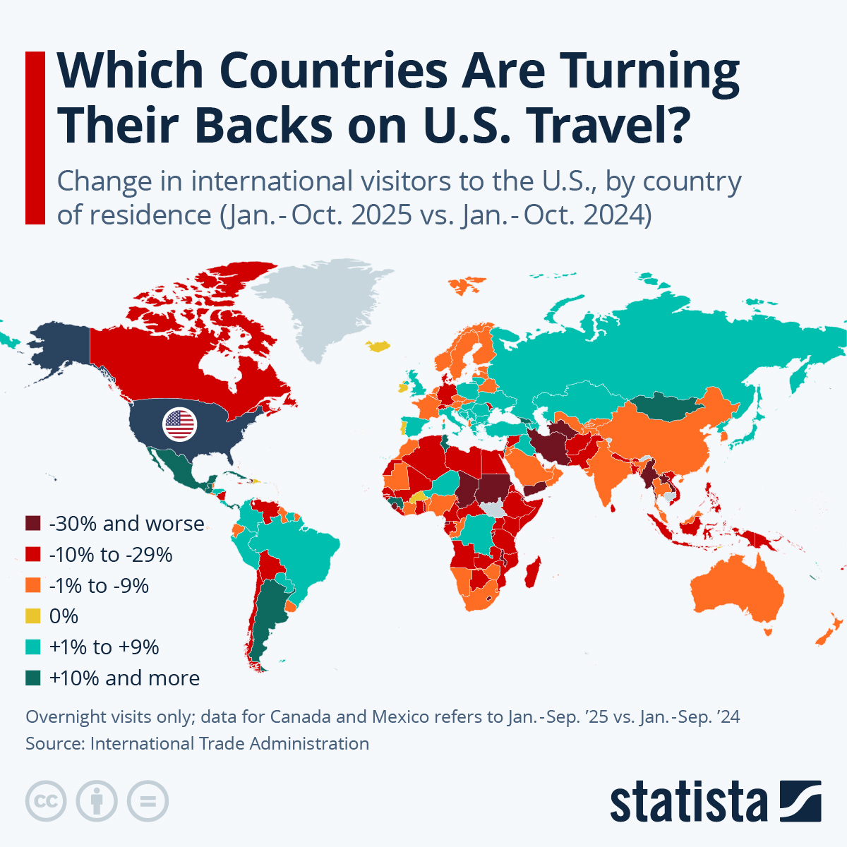 Infographic: Which Countries Are Turning Their Backs on U.S. Travel? | Statista