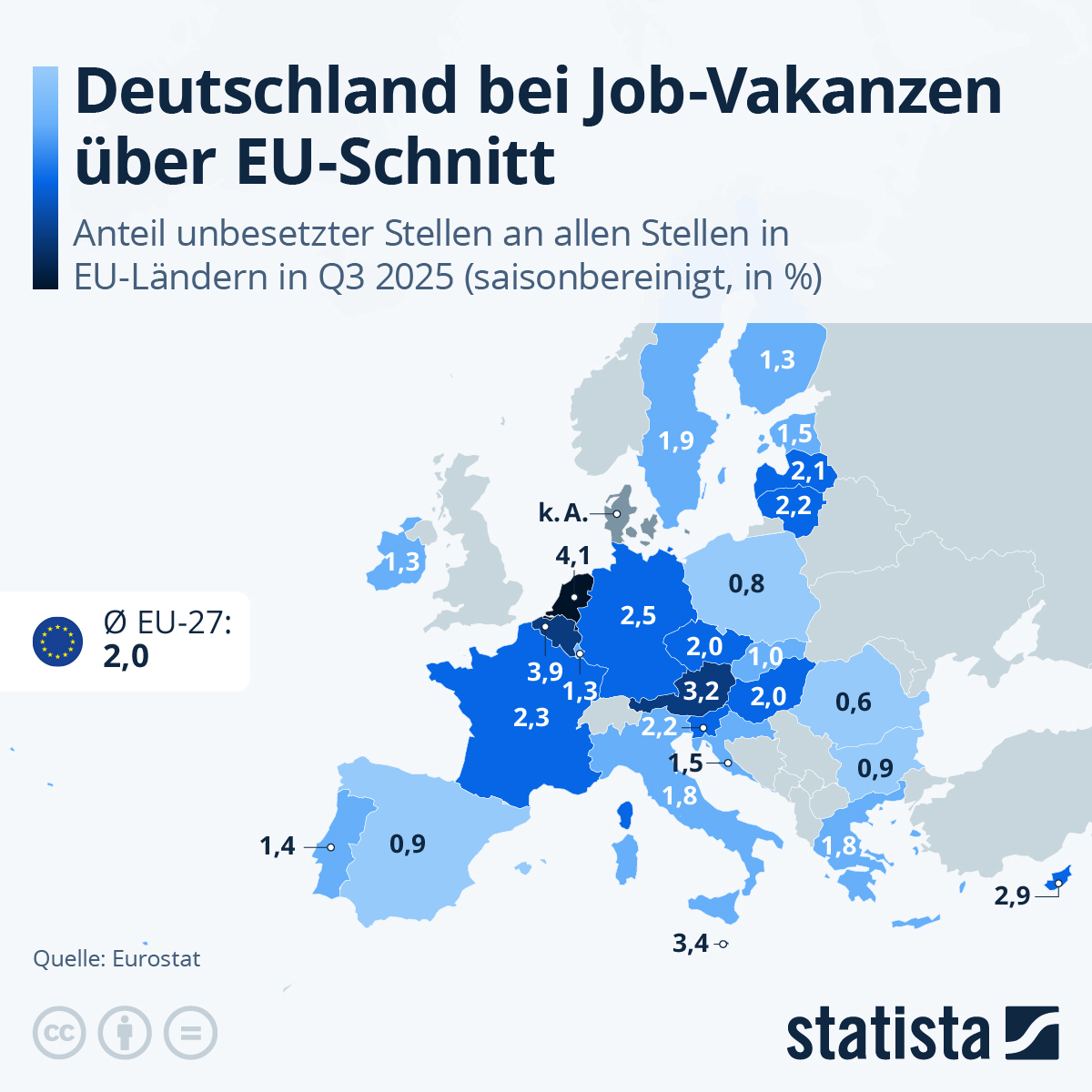 Infografik: Wie viele offene Stellen gibt es im EU-Vergleich? | Statista