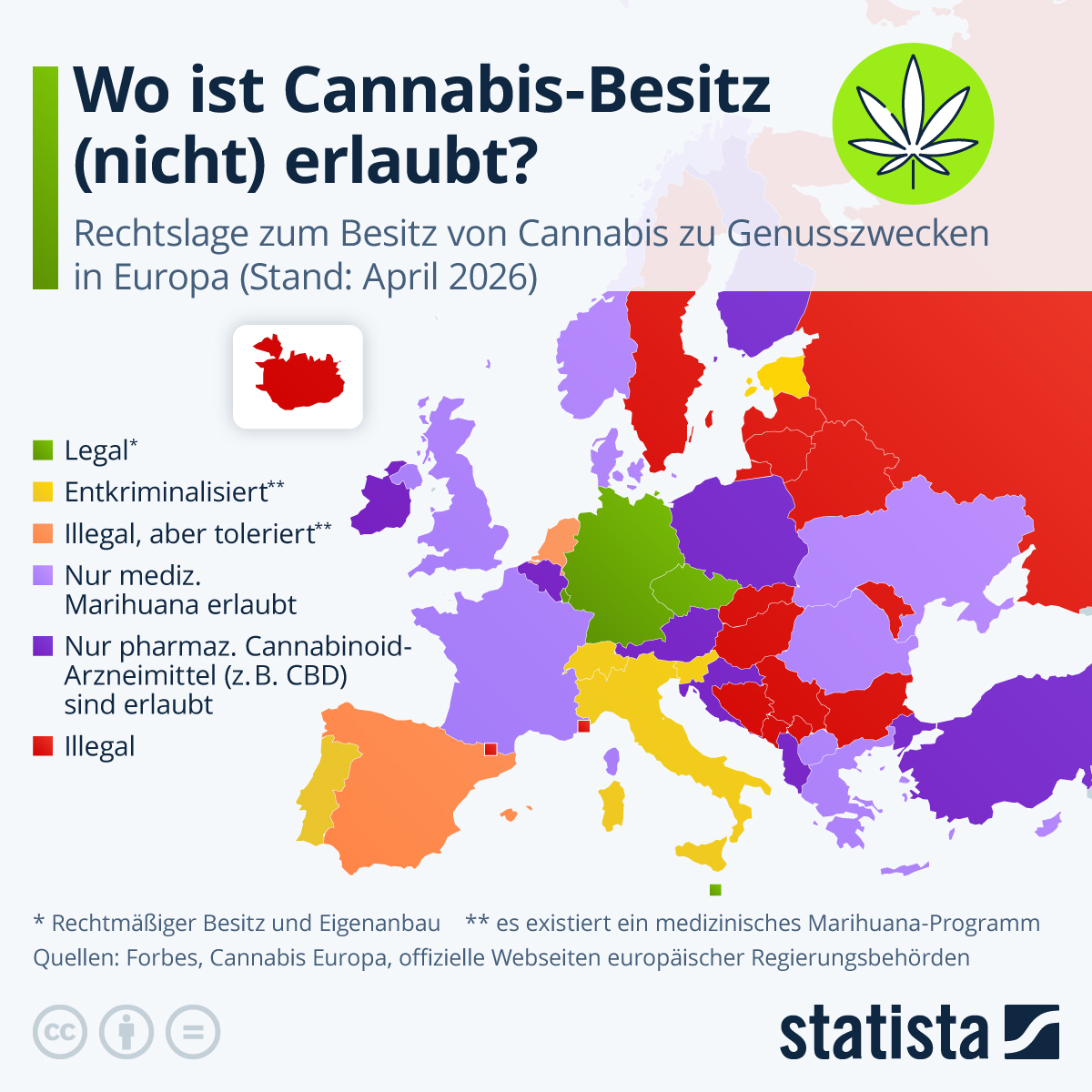 Infografik: Wo ist Cannabis-Besitz (nicht) erlaubt? | Statista