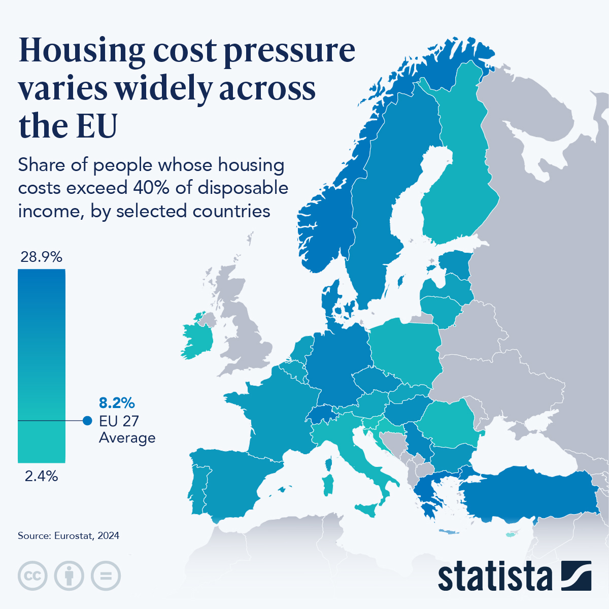 Infographic: Housing Cost Pressure Varies Widely Across The EU | Statista