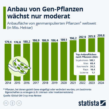 Infografik - Wie entwickelt sich der Anbau von Gen-Pflanzen? Infografik - Wie entwickelt sich der Anbau von Gen-Pflanzen?