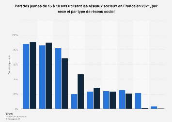 Réseaux sociaux utilisés par les 15-18 ans en France 2017