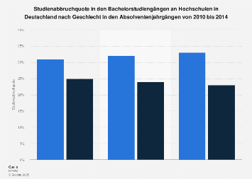 Studienabbruchquote in den Bachelorstudiengängen an Hochschulen in ...